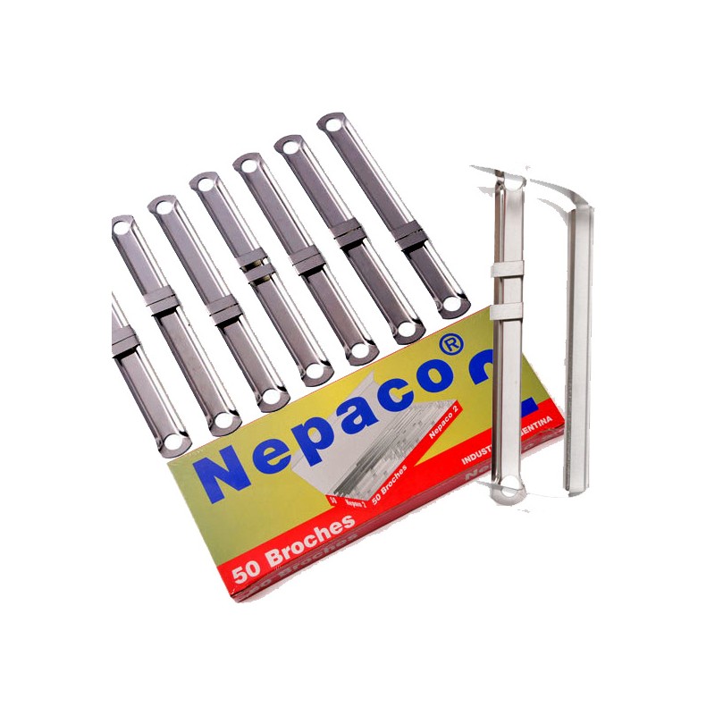 Broches para carpeta Nepaco N°2, caja de 50 unidades