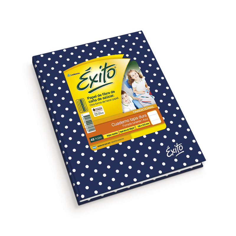 Cuaderno Éxito E1 Lunares azul, 16x21cm. 48 hojas rayadas