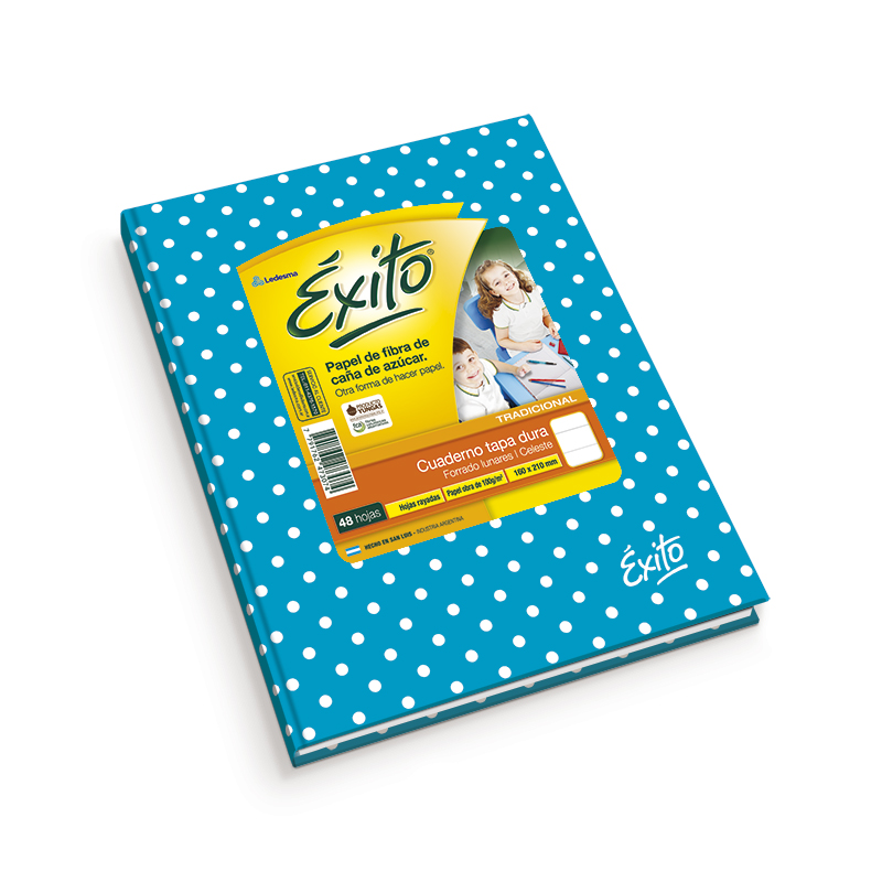 Cuaderno Éxito E1 Lunares celeste, 16x21cm. 48 hojas rayadas