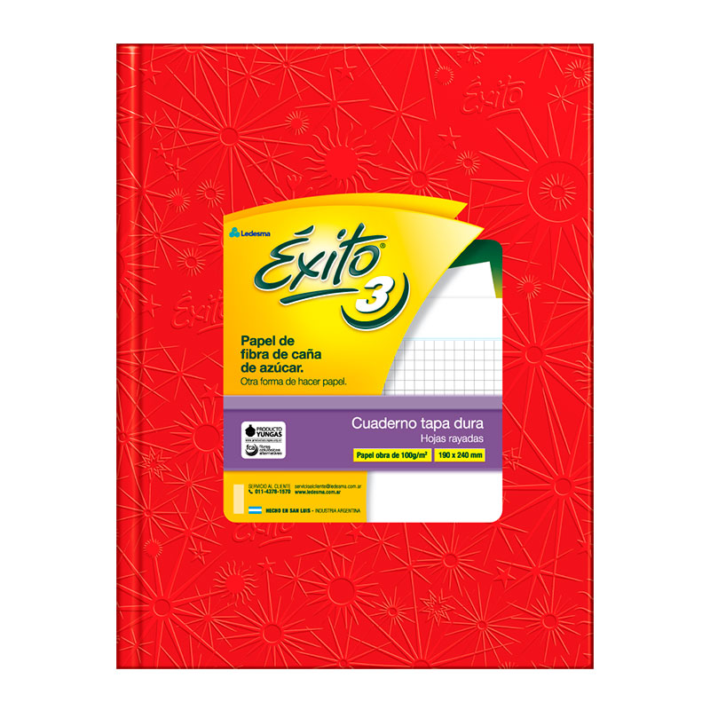 Cuaderno Éxito E3 Universo, forrado rojo, 19x24cm. 100 hojas rayadas
