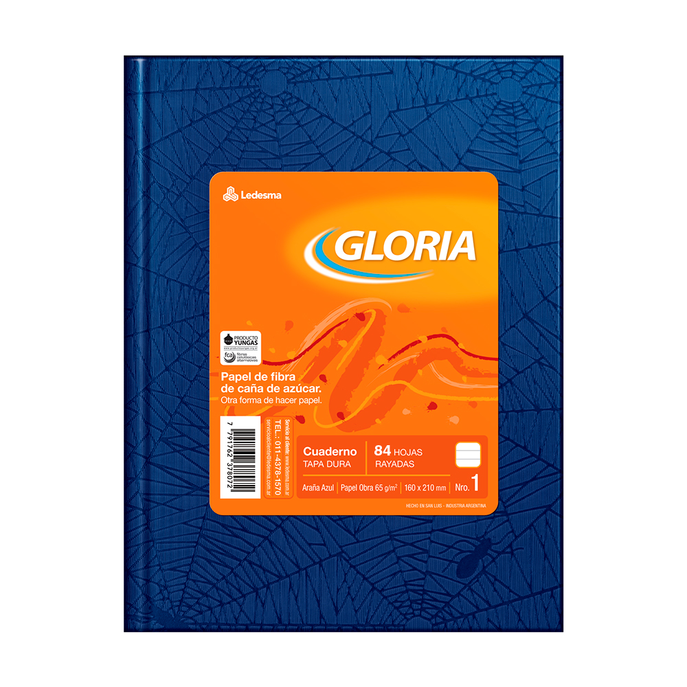 Cuaderno Gloria Araña azul, 16x21cm. 84 hojas rayadas