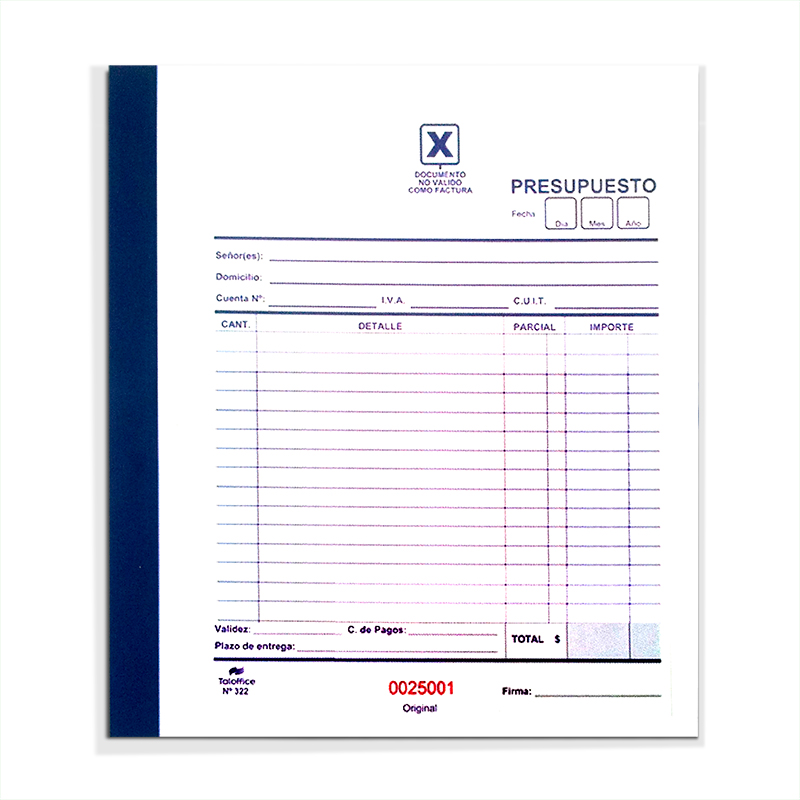 Talonario Neutro duplicado 220 Taloffice