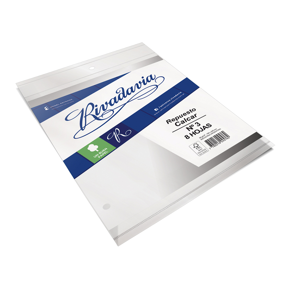 Repuesto de calcar Rivadavia N°3, 8 hojas