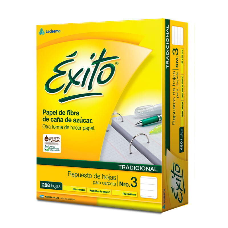 Repuesto Éxito, 288 hojas rayadas