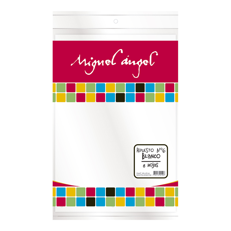 Repuesto de Dibujo Miguel Angel N°6, 8 Hojas blancas