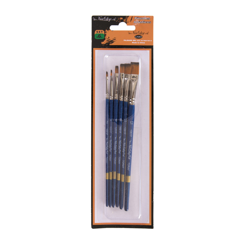 Set de 6 Pinceles chatos para artística Van Orley