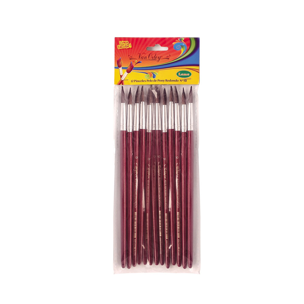 Pincel redondo Van Orley N° 10, pack de 12 unidades