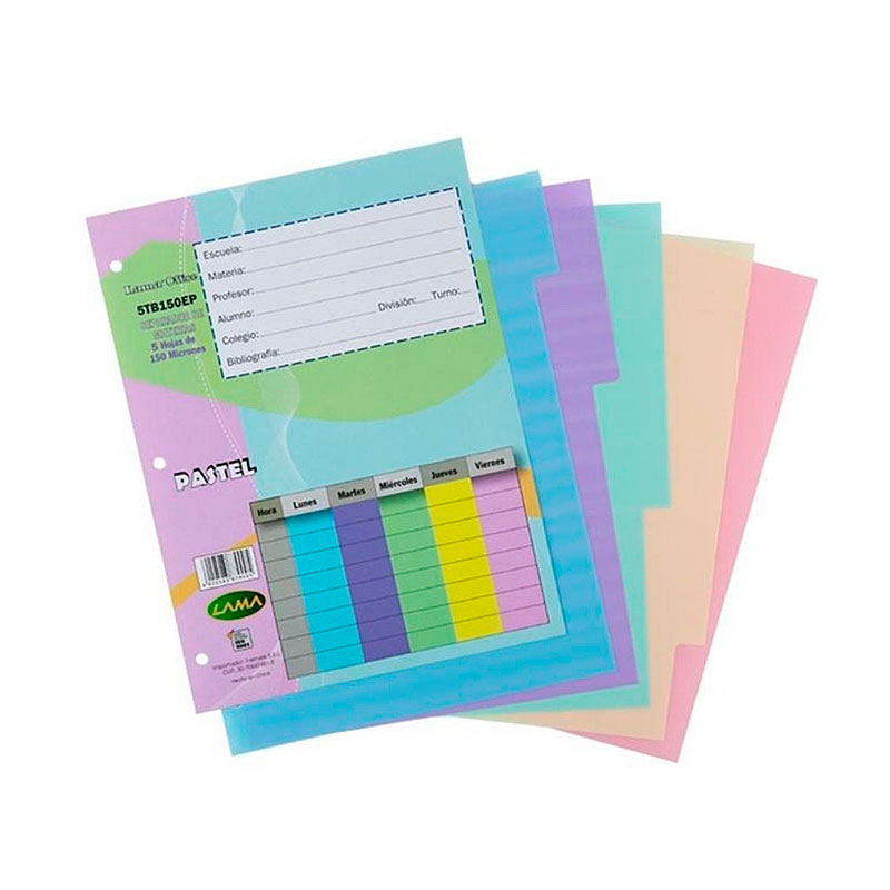 Separador 5 posiciones Pastel Lama Office N°3