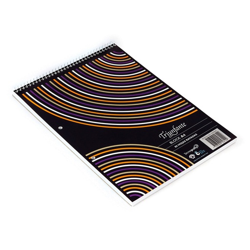 [TRIUNFESPA4R] Block A4 espiralado Triunfante, 80 hojas rayadas