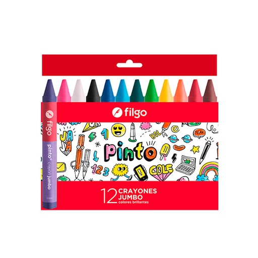 [FILGOCRAYJ12] Crayones de cera Filgo Jumbo, caja de 12 colores