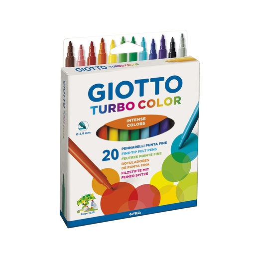 [GIOTTOTUR20L] Marcador Escolar Giotto Turbo, largo, de 20 colores