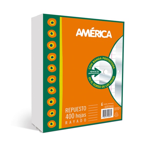 [AMERREP400RY] Repuesto América Banda, 400 hojas rayadas