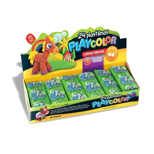 [PLAYPLA24VER] Plastilina Playcolor verde, caja de 24 barras