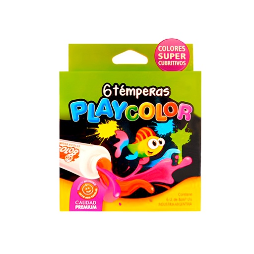 [PLAYTEMX6SUR] Témpera Playcolor, 8cc. caja de 6 Surtidas