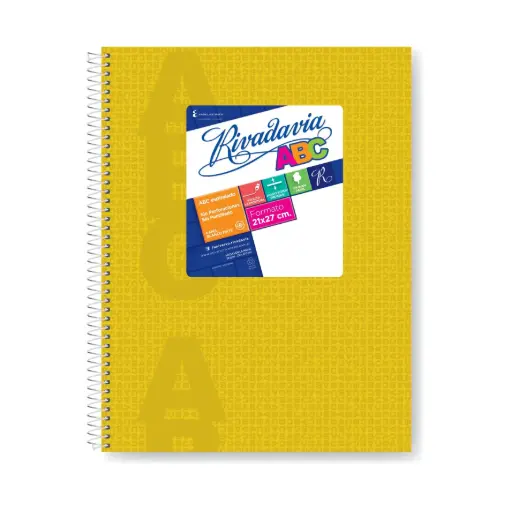 [ABC2127AM60R] Cuaderno Rivadavia ABC espiralado Araña Amarillo, 21x27cm. 60 hojas rayadas 
