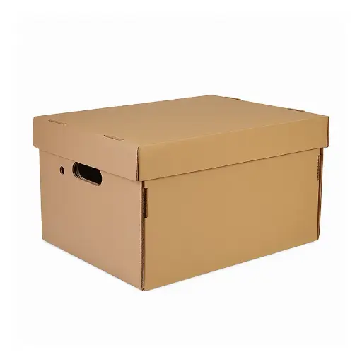 [TANDILCAJMUL] Caja Multiuso Kraft semi armada con tapa Tandil, 42 x 32 x 25cm.