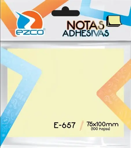 [EZCONOAM75100] Notas Autoadhesivas Ezco E-657 amarillas 75 x 100mm. block de 100 hojas